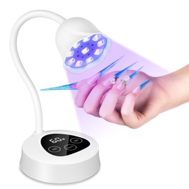 XSMNER UV Led Nail Lamp, Mini UV Light for Gel Nails Polish Luminoza 30W Rechargeable LED Nail Light Nail Dryer with 2 Timers & Auto Sensor, Fast Curing Goosenecks Lamp for Home DIY Manicure