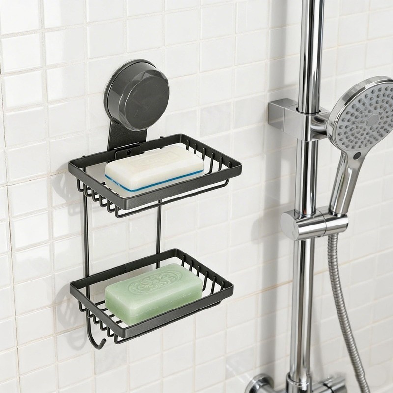 Shampoo Bar Holder for Shower, 2-Tier Carbon Steel Soap Dish
