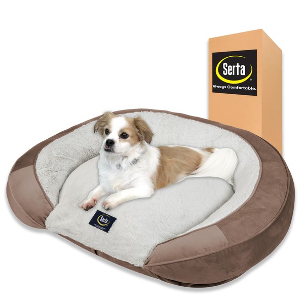 Serta Oval Couch Dog Beds - Quilted Orthopedic Memory Foam