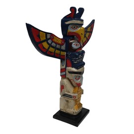 WorldBazzar Old Tribe Northwest Coast Style Eagle Fish Indian Totem Pole Native American