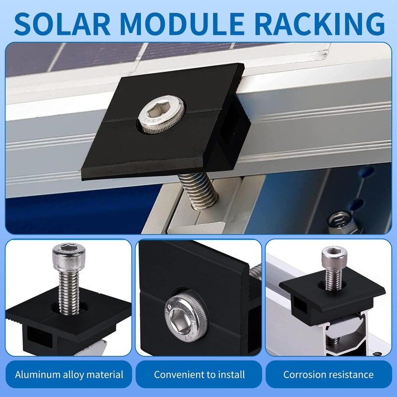 Pack of 4 Centre Clamp PV Module 30 mm Black,