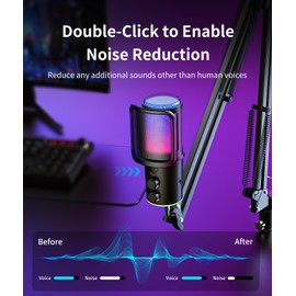 Gaming USB Microphone Kit with Boom Arm - RGB Condenser Mic with Noise Cancellation, Mute Button Reverb Adjustment, Monitoring for Streaming, Podcasting, Discord, YouTube