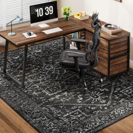 Chair Mat for Hard Floors, QQpony 63" x 51" Office Chair Mat for Hard Surface, Area Rug for Living Room, Protector Floor Rug Mat for Home Office (Black)