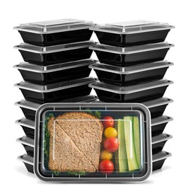 TRUSBER 50PCS Meal Prep Containers Plastic Food Storage Reusable Microwavable Bento Container for Meal With Lid 25OZ 1 Compartment Rectangular Reusable Storage Lunch Boxes
