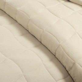 Lush Decor Cloud Gauze Quilt Set, 3 Piece Set, King/California King, Neutral - Textured Soft Bedding Set - Neutral Home Decor - Lightweight Summer Quilt - Minimalist & Modern Bedroom Decor