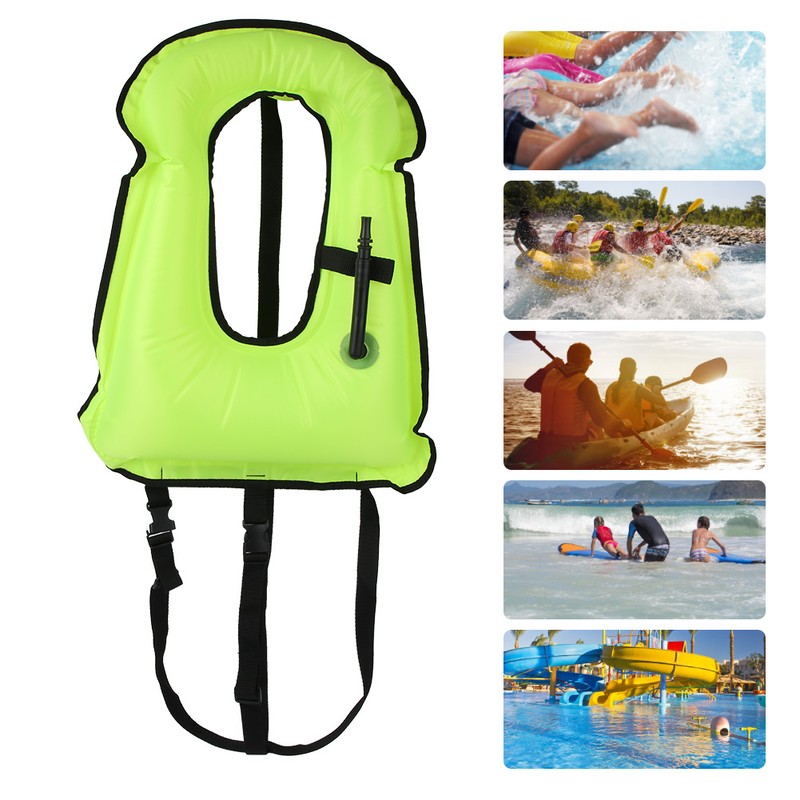 Fluorescent Snorkeling Buoyancy Waistcoat Waterproof Safe Swimming Inflatable Vest