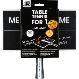 Sunflex Table Tennis for One - Single Player Mini Table Tennis Sport Game - Racket Board with Two Balls - Me VS Me Ping Pong Fun Competition Game - Black