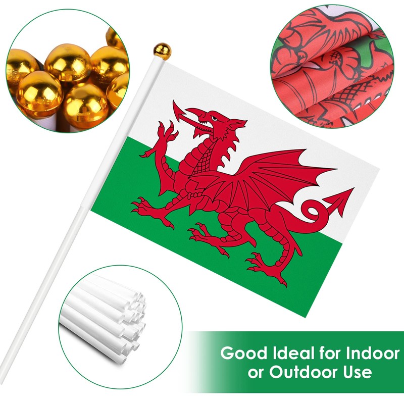 AhfuLife Wales Hand Held Flag 5.5 × 8.2 Inch, 30