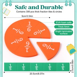 Sayglossy 6 Sets Fraction Tiles Circles Set for Math Classroom Fractions Manipulatives Math Learning Manipulatives for Home School Supplies