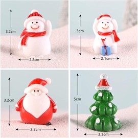 EMiEN 16PCS Winter Christmas Miniature Ornament Kits for DIY Christmas Scene Fairy Garden Dollhouse Home Décor, Mini Christmas Trees, Snowman,Santa for Christmas Party Decoration