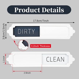 Dishwasher Magnet Clean Dirty Sign, Easy-Read Slider with Large Bold Font, Modern Minimalist Design & Durable Indicator for Kitchen Accessories
