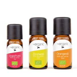 NeoOrganic® Favourite Fragrances Citrus - Organic Aroma Set Essential Oils - Organic Lemon Oil, Organic Orange Oil and Organic Grapefruit Oil - 2 x 10 ml and 1 x 5 ml