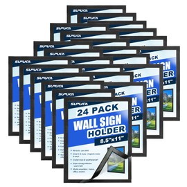 Supuca Magnetic Sign Holder & Picture Frame 8.5 x 11 - Self-Adhesive Magnetic Frames with Strong Magnet Border, Clear PVC Document/Poster/Paper Wall Mount Holder for Home Office Store, 24 Pack