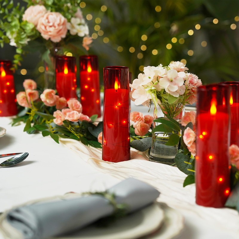 Raycare Flameless Candles with Embedded Star String, 9 Pcs Battery