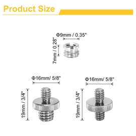 MECCANIXITY Camera Screw Mount Set, 1/4 to 3/8 Inch Double End Screw for Tripod Screw Adapter, Monopod, Flash Light