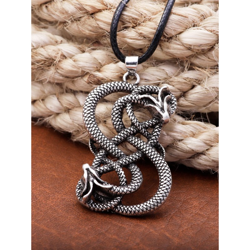 HAQUIL Loki Necklace, Viking Loki Symbol Pendant, Faux Leather Cord,