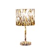 Benjara Fabric Wrapped Table Lamp with Striped Animal Print, Brown,