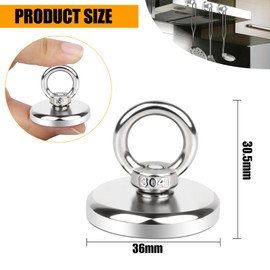 Dawumin Neodymium Magnets with Hole, 55 kg Neodymium Magnet Extra Strong Magnetic Fishing, Round Strong Magnet Hook Magnets, Multifunctional Magnet for Suitable Fishing, Home, Workshops (5 x 36 mm)
