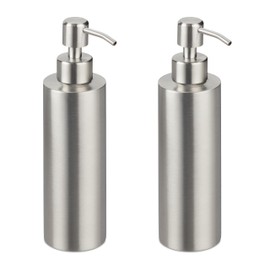 Relaxdays Soap Dispenser 2 x 300 ml Stainless Steel Refillable Soap Shower Gel Bathroom Kitchen Hand Soap Dispenser Silver