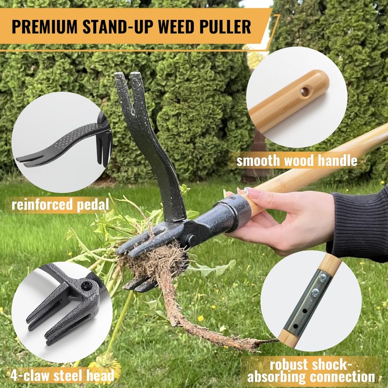 MASYHLEST Weed Puller Tool, Stand Up Weed Remover Tool with