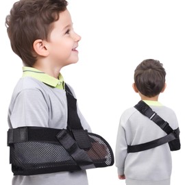 GAOUREL Arm Sling for Kids, Arm Brace with Support Plate, Arm Support Sling Shoulder Immobilizer for Children Shoulder Injury, Suit for Left and Right Arms, Boy and Girl (black-S)