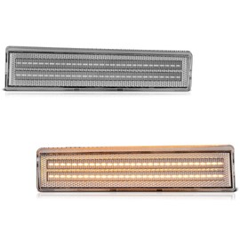 VIPMOTOZ Full LED Chrome Front Side Marker Lights Compatible With 1980-1986 Ford F100 F150 F250 F350 Bronco Chrome Housing Clear Lens Direct Replacement Left Driver & Right Passenger Side Pair Set