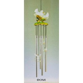 Generic Wind Chime Dove Carillón de Viento inspirador y Regalo conmemorativo para decoración de Patio al aire Libre, hogar o jardín., White