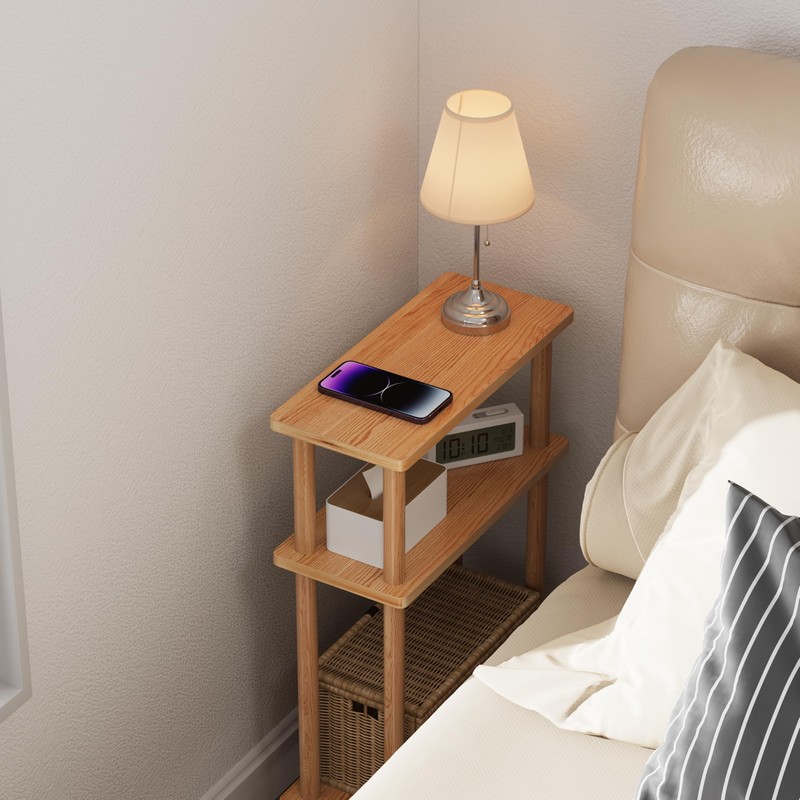 Apicizon Small Narrow Side Table, 3-Tier Skinny End Table for