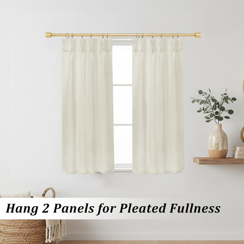 Lino Rosa 30 Inch Cream Short Curtains for Small Window