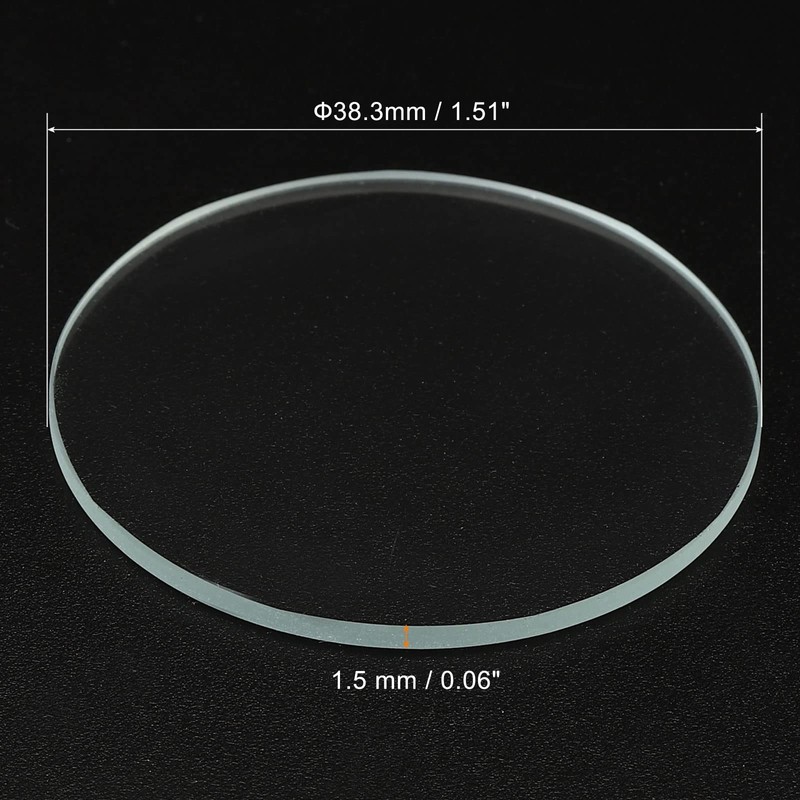PATIKIL 1.51x0.06 Dia Flashlight Glass Lens, 2 Pcs Polished Edge