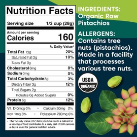 Wilderness Poets, Organic, Whole, Raw Pistachios - Grown in California, Fresh, Bright Green, Unsalted, Unroasted, Bulk Size (80 Ounce - 5 Pound)
