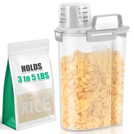 TBMax Rice Storage Container 3 to 5 Lbs - Small Pet Dog Cat Food Container Dispenser with Easy Pouring Spout & Cup, Portable Cereal Container for Small Spaces, Travel, or Daily Use