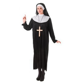 Bristol Novelty AC982 Religious Nun Costume | For women | 1 Set | Black and White | X-Large - Chest Size 44" Well Plus, Solid