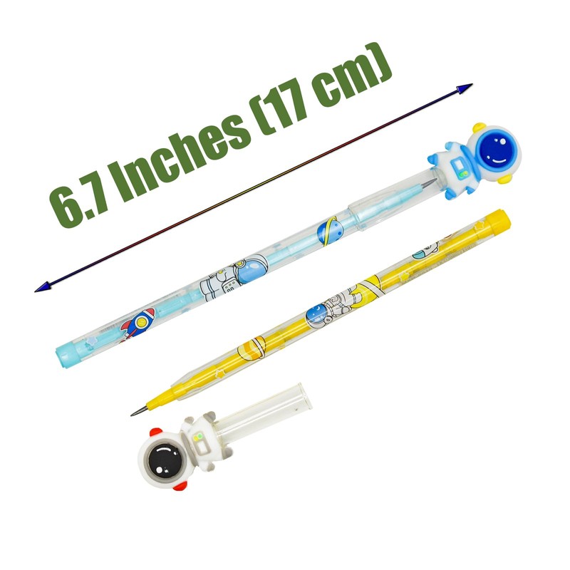 Lopenle 12 Pieces Adorable Astronauts Pencils Novelty Spaceman Stacking Pencils