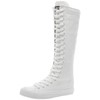 ANUFER Girls Women Fashion Canvas Knee Boots Pure White Zip