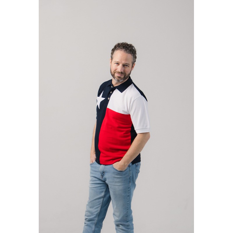 Tiger Hill Men's Texas Flag Polo Shirt XL
