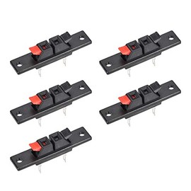 sourcing map 2 Ways Spring Speaker Terminal Clip Push Release Connector Audio Cable Terminals Strip Block Black Red WP2-35 5Pcs
