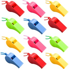 WADY 24 Silbatos Deportivos con Cordón Silbato Niños Coche De Silbato Deportes Silbato Viaje Plástico Colgante Portátil sSlbato de Sonido Nítido para Arbitros Fiesta de Silbato (Colores Mezclados)