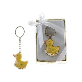 Lunaura Baby Keepsake - Set of 12 Baby Ducky with Crystals Key Chain Favors - Yellow