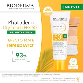 Bioderma, Protector Solar en Gel, Photoderm Dry Touch Tono Claro, FPS50, Control Brillo, Reduce Imperfecciones, 40ML