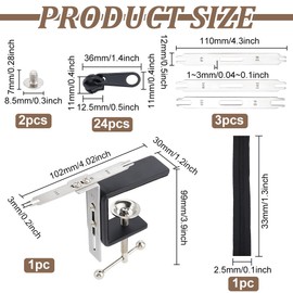 BENECREAT Zipper Jig Sliders #3 to #10, Sewing Zipper Installation Tool Zipper Jig Tool with 24Pcs Plastic Zippers for Pants, Dress Zipper Pulls
