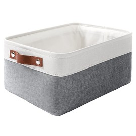 MANGATA Small Fabric Storage Basket, Organiser Box for Home, Bedroom, Dorm, Office, Clothes(S, Cold Grey)