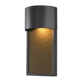 GLOBE Electric 44227 8.5W LED Integrated Outdoor Wall Sconce, Bronze Finish, Amber Water Glass Accent, Front Porch Decor, Weather Resistant, Modern Lighting for House, Garage Fixture