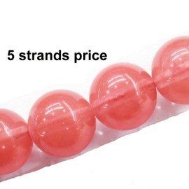 Malahill semiprecious stone beads for jewelry making, sold per bag 5 strands inside (Cherry Quartz Synthetic, 6mm)