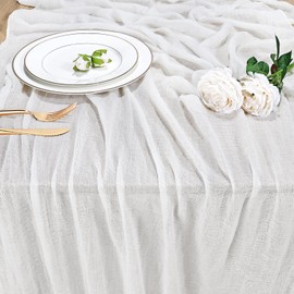 Christmas Table Runner 35 x 140 cm, Table Runner Washable Modern Winter Kitchen Table Decoration Indoor and Outdoor Christmas Holiday Party Decor (White 80 x 300)