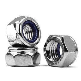MINHER M10-1.5 Nylon Insert Locknuts,304 Stainless Steel Lock Nuts, Metric Thread Nylock Nuts DIN985 (5 pcs)