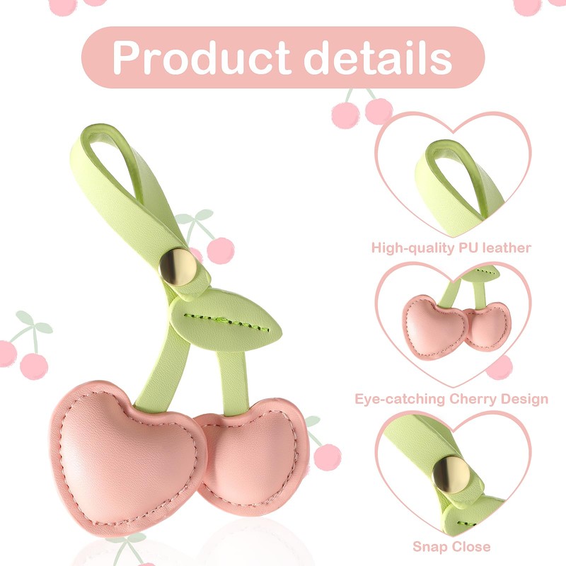 Andibro Cherry Bag Charm, Cute PU Cherry Key Ring, Bag