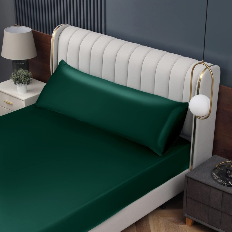 Homiest Satin Body Pillow Cover, Blackish Green, 20 x 54