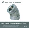 Highcraft 300LB XH Malleable Iron 3/8" FIP Elbow 45 Degree,
