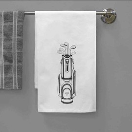 Azeeda 'Golftasche gefüllt mit Schlägern' Weißes Geschirrtuch aus Baumwolle (TW00037362)